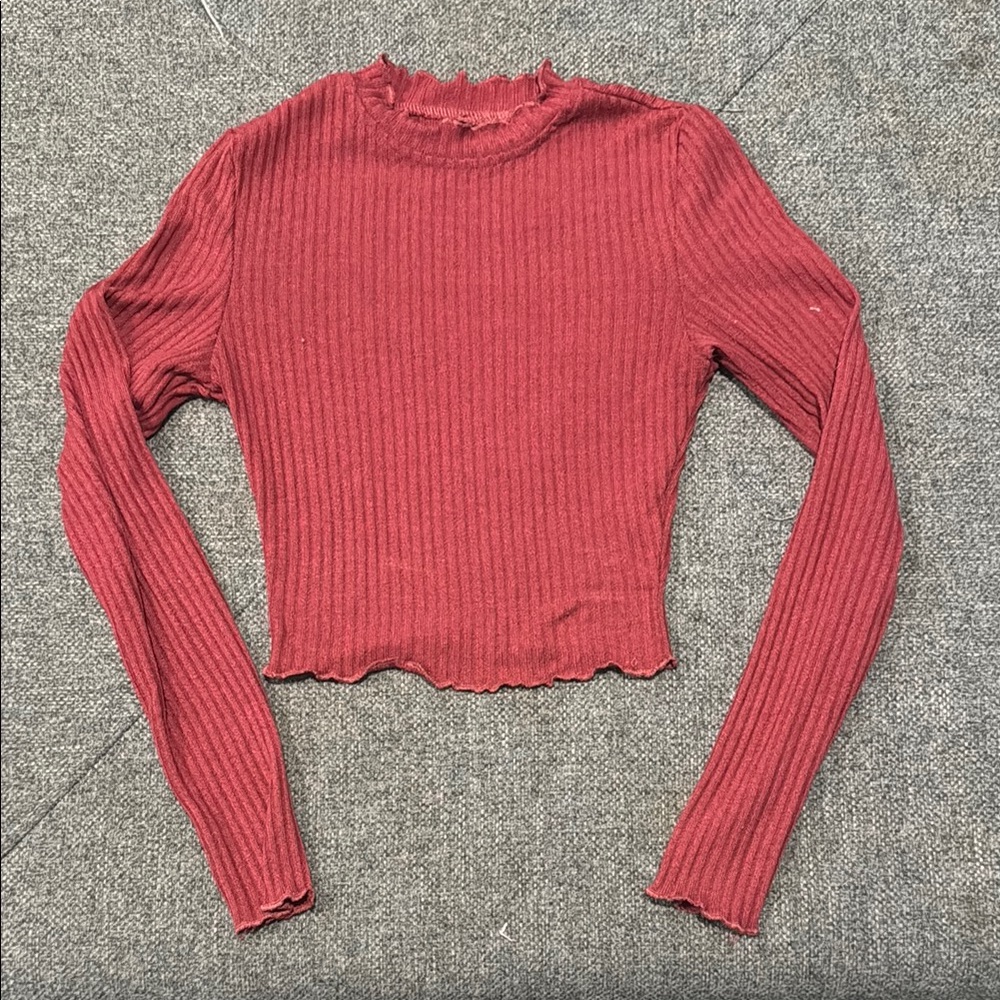 SHEIN Pink Orange Ribbed Crop Sweater